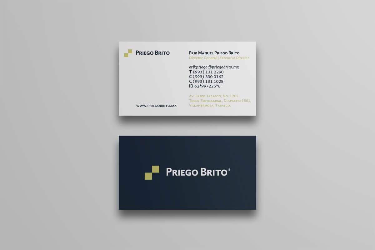 Priego Brito, tarjetas de presentación